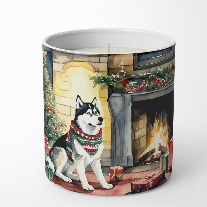 Bougie de Noël parfumée avec support en céramique