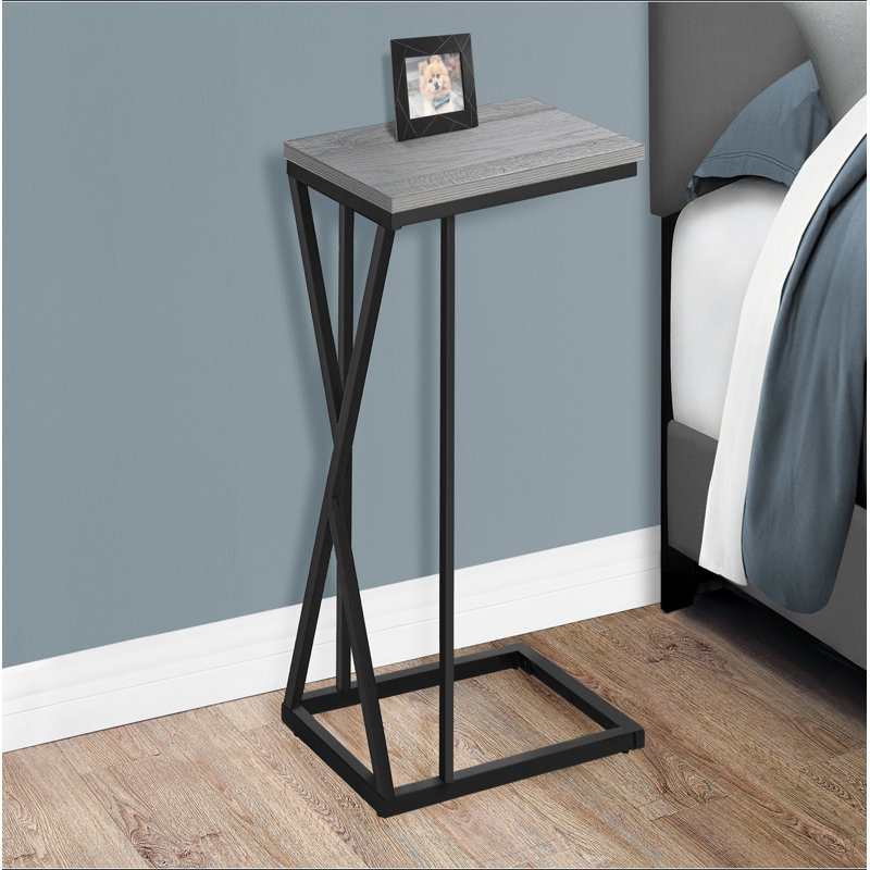 Table d'appoint, en forme de C, bout, côté, collation, salon, chambre à coucher, stratifié, métal, contemporain, moderne