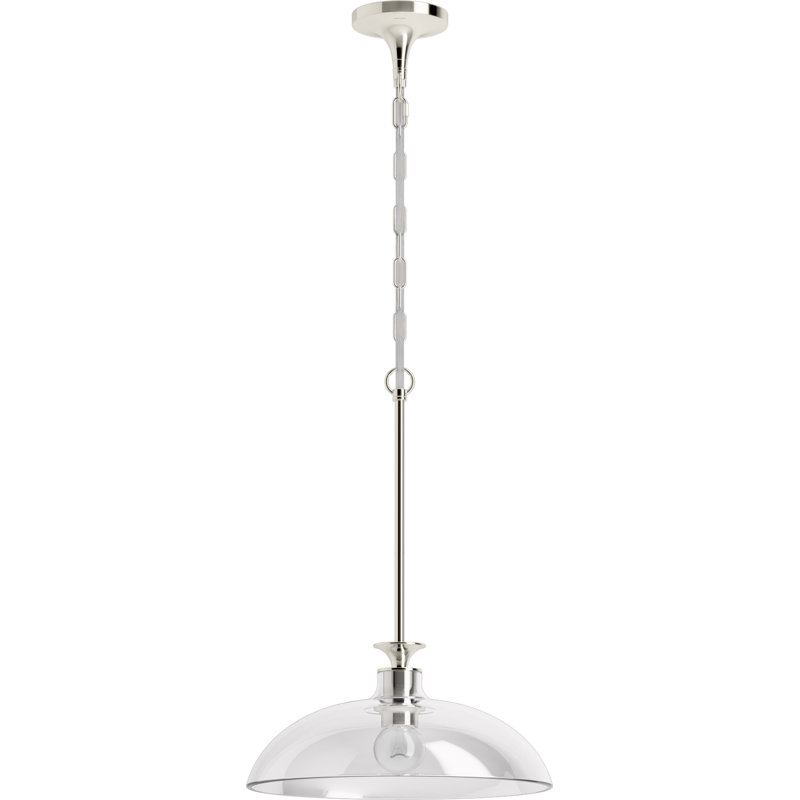 Tone 1 Light Pendant Lighting Fixture for Kitchen Island, 6' Adjustable Cord Length, Polished Nickel