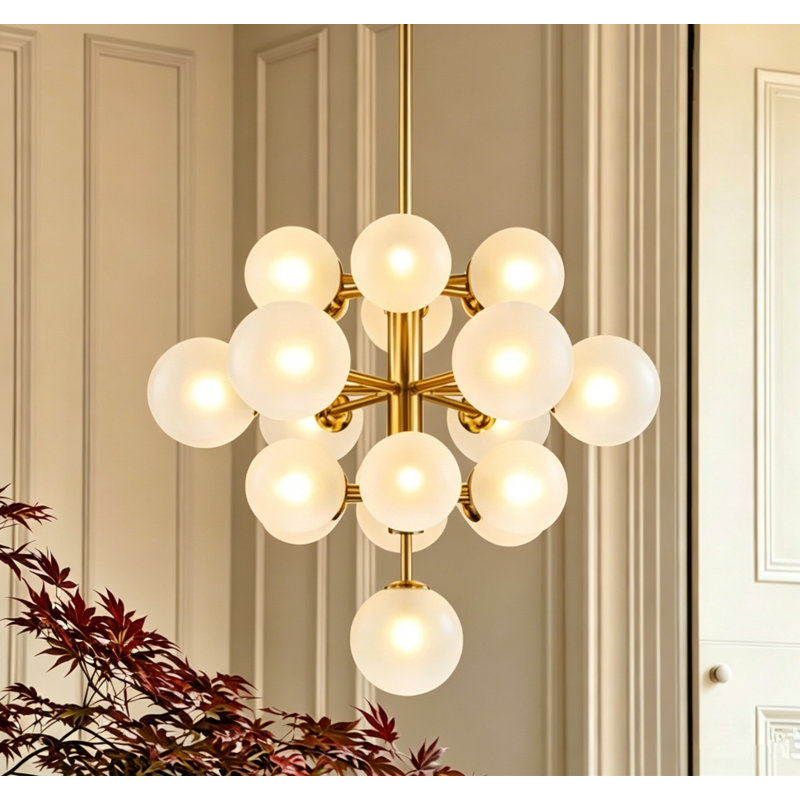 Lustre moderne en verre Scituate, Or