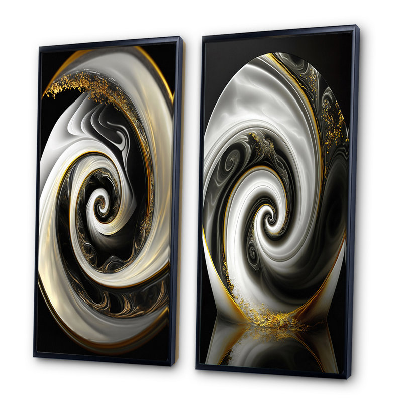 «Abstract Modern Swirl», 2 pièces sur toile, H 32 po x l 32 po, Cadre noir