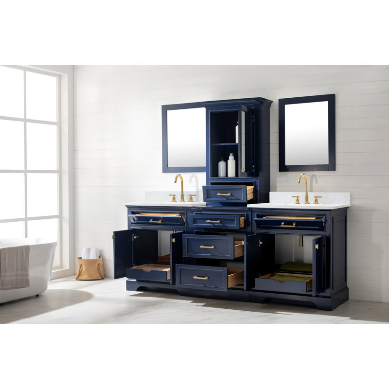 Ensemble de meuble-lavabo double 96 po Arruda, Bleu
