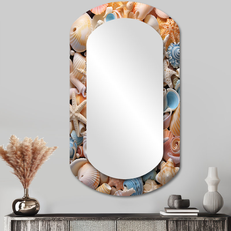 Seashell Realistic Treasures Realism - coquillage unique, miroir mural asymétrique, miroir cylindrique moderne, impression d'art en métal