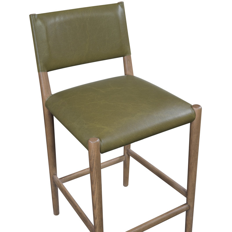 Tabouret de comptoir rembourré en cuir Andie, Cuir olive végétalien, Brun