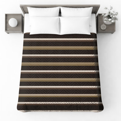 Couvre-lit matelassé à rayures brunes toutes tailles