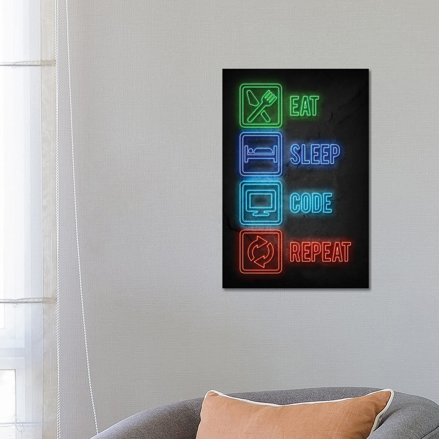Brayden Studio Eat Sleep Code Repeat by Durro Art - Wrapped Canvas Art ...