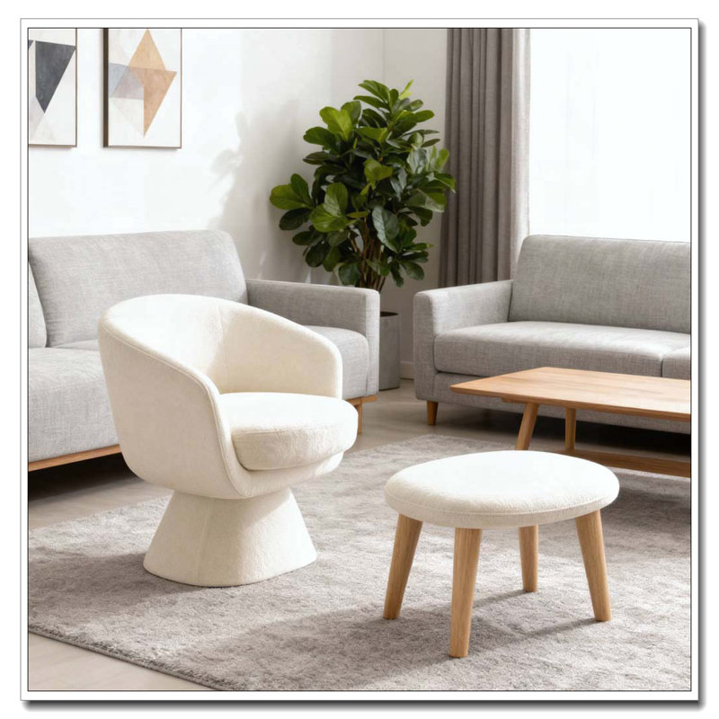 Chaise de loisir rembourrée avec repose-pieds, Blanc