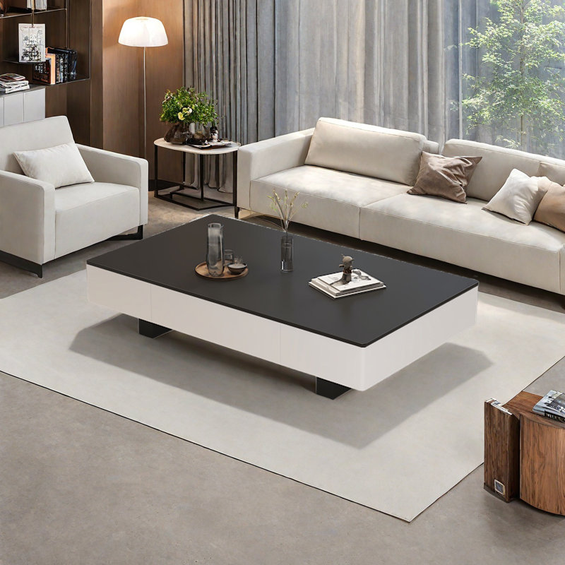 Table basse Modern Luxe, Noir, H 16,5 po x L 51,2 po x l 27,6 po