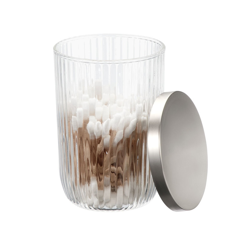Ensemble d'accessoires de salle de bain en verre cannelé iDesign - transparent / nickel brossé