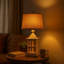 Lampe de table 26 po en métal gris avec abat-jour tambour brun