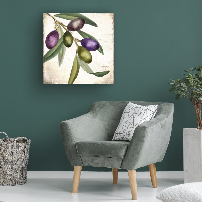 Art sur toile, branche bolognaise, olive, H 14 po x l 14 po