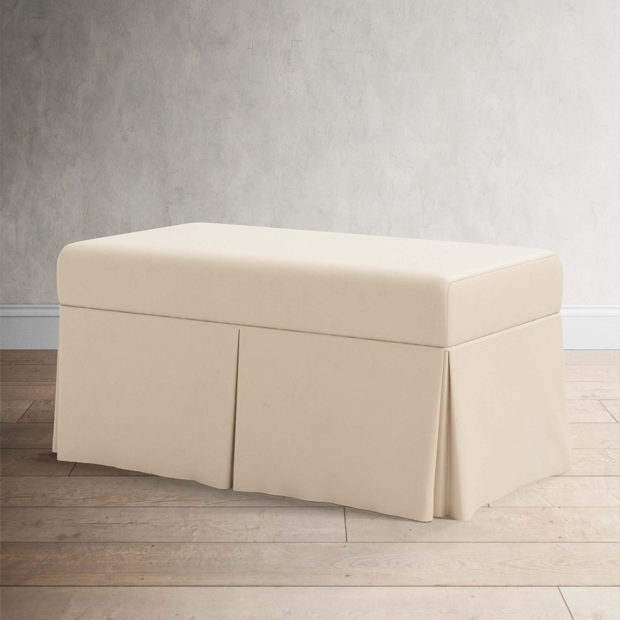 Wyatt Storage Bench, Classic Pearl Performance Velvet