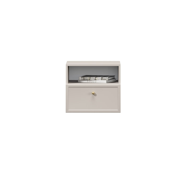 Bagga 45cm W Manufactured Wood Bedside Table, Cream/Beige/Gold