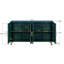 Meuble télé en bois avec armoire de rangement et tablettes réglables, console média pour la chambre à coucher (bleu marine)