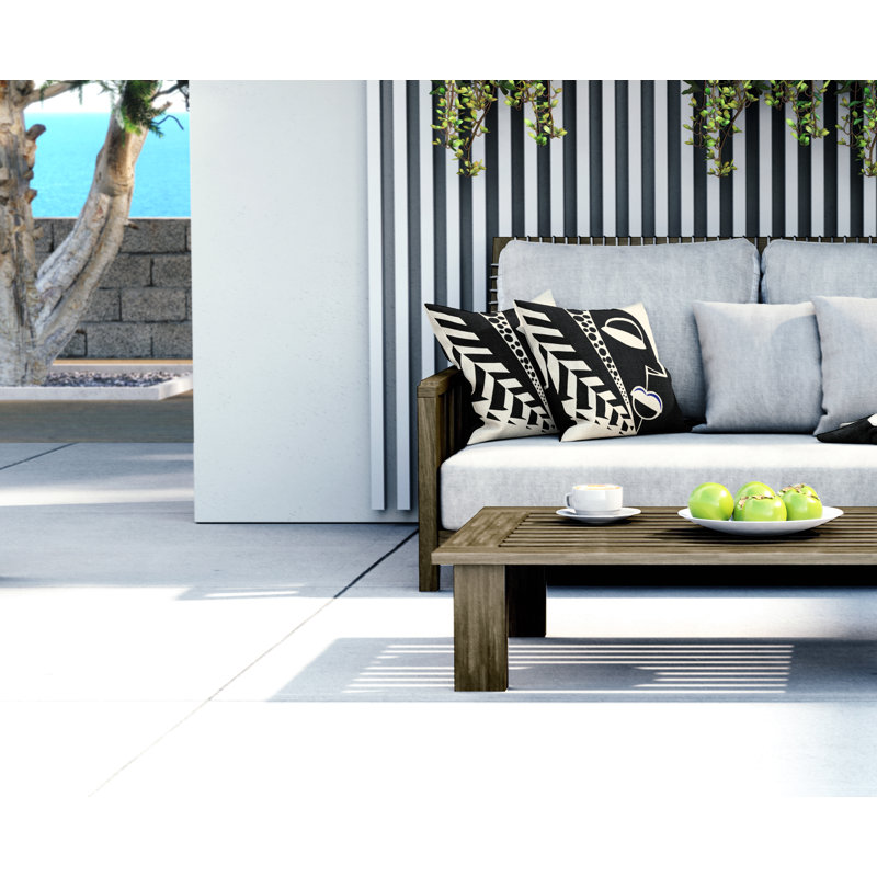 Jeté carré intérieur / extérieur en polyester Ikom, L 17 po x H 17 po, Noir