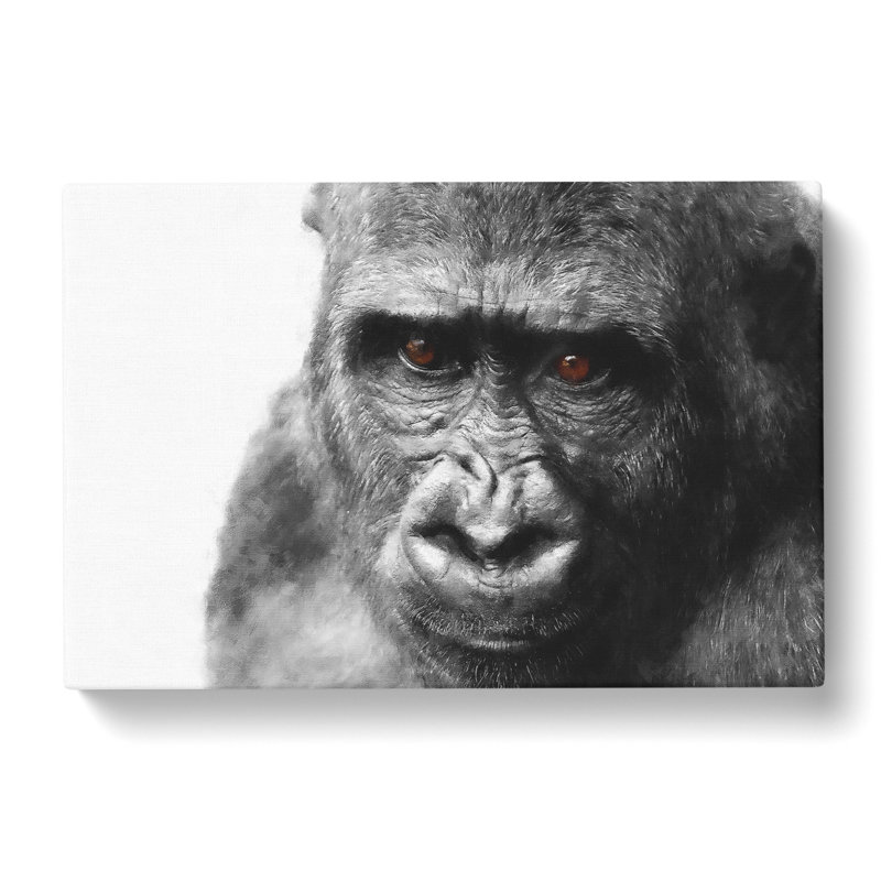 Gorilla With Brown Eyes Painting - Wrapped Canvas, 60cm H x 91cm W x 3cm D