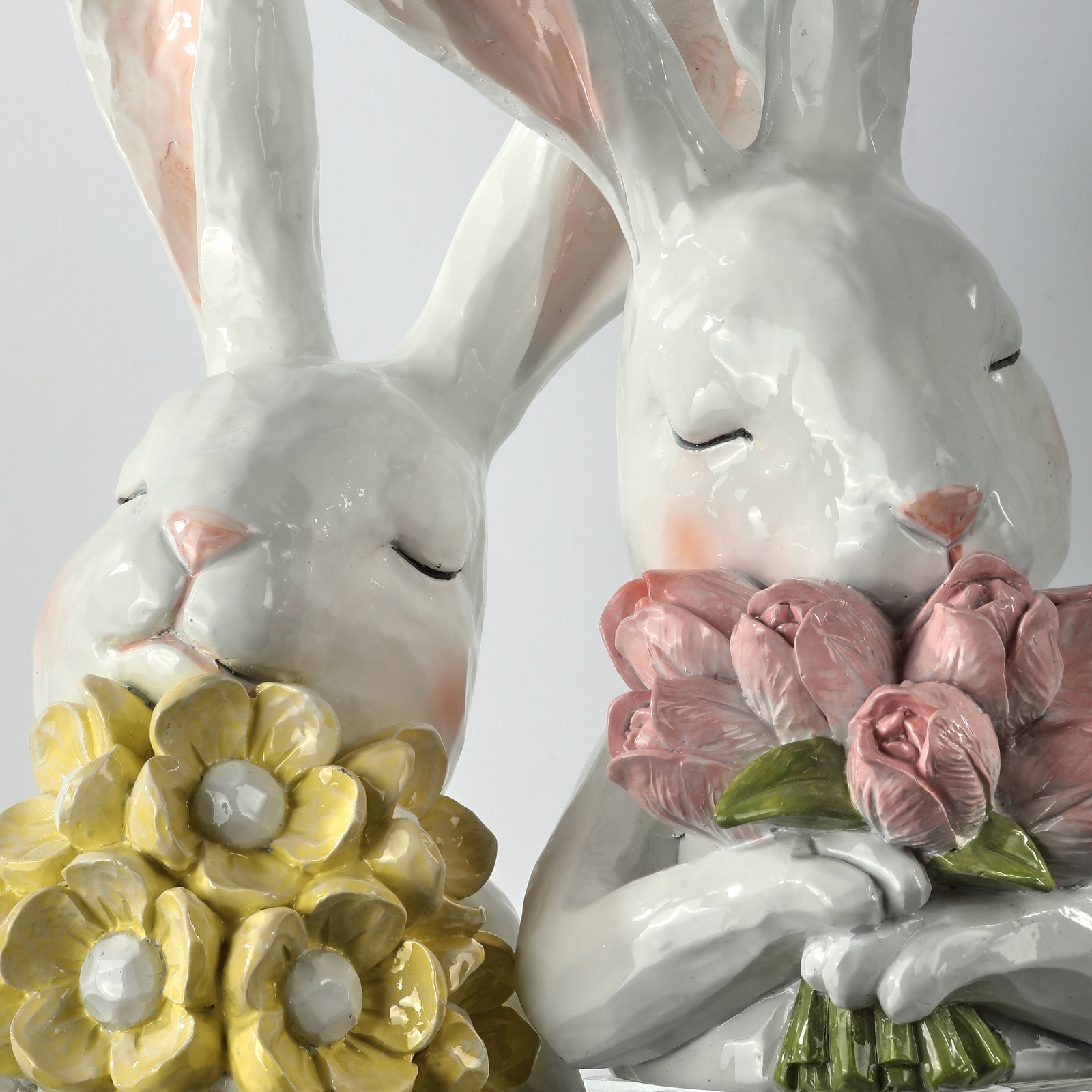 12" Resin Thoughtful Bunny With Flowers