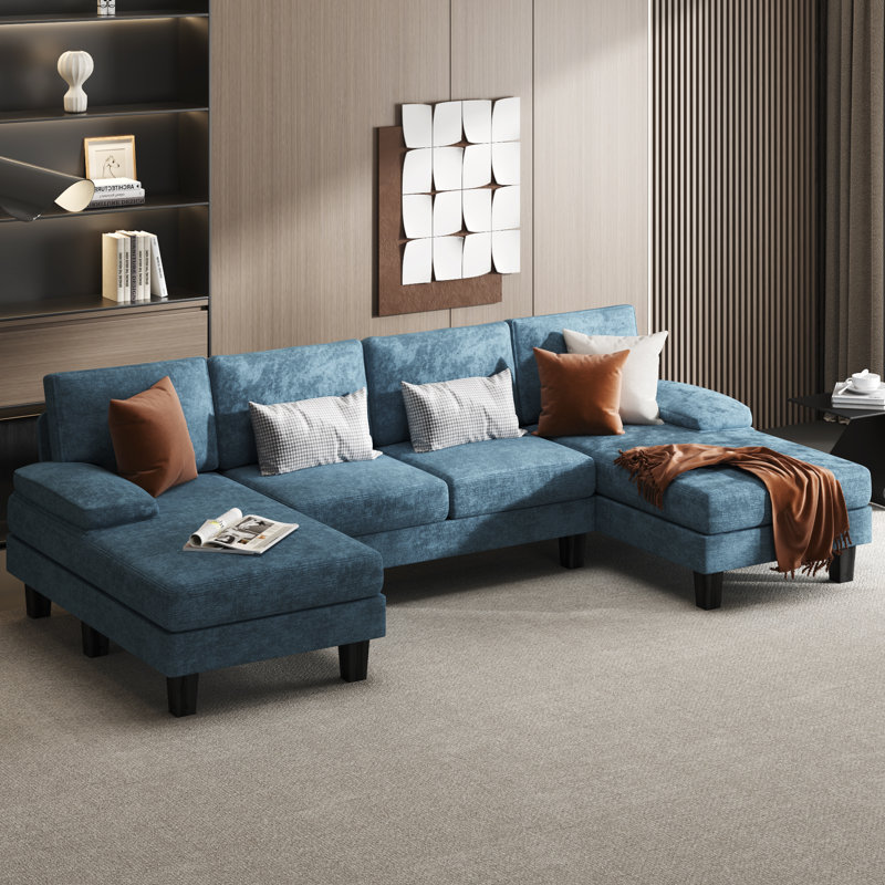 Arbelaez 3 - Piece U-Shape Upholstered Sectional Sofa, Blue