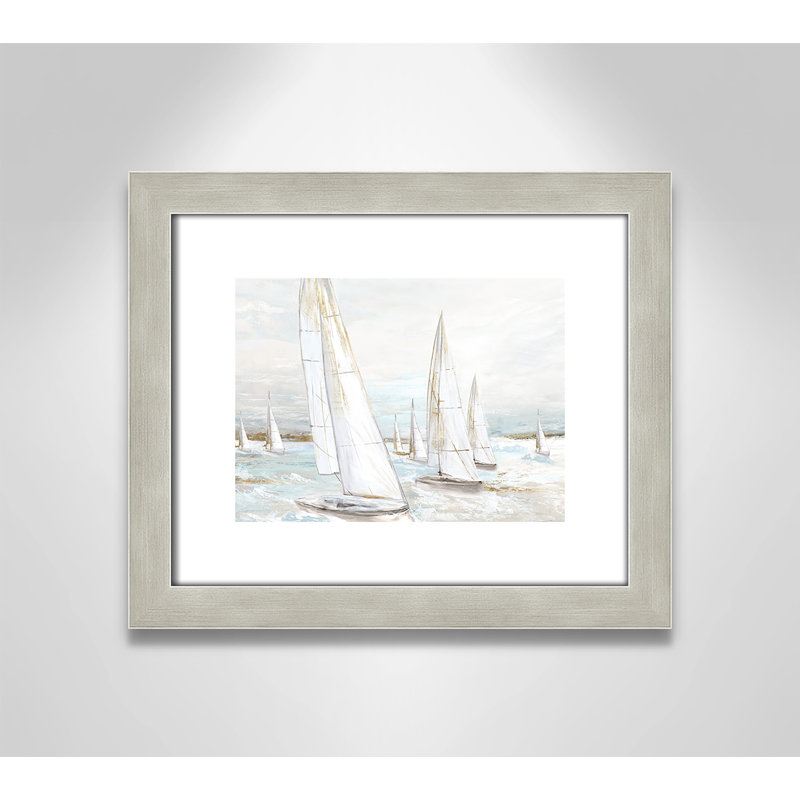Windswept Sails I - Art encadré autoportant, H 13,5 po x l 15,5 po x P 1,25 po, Cadre argent chaud