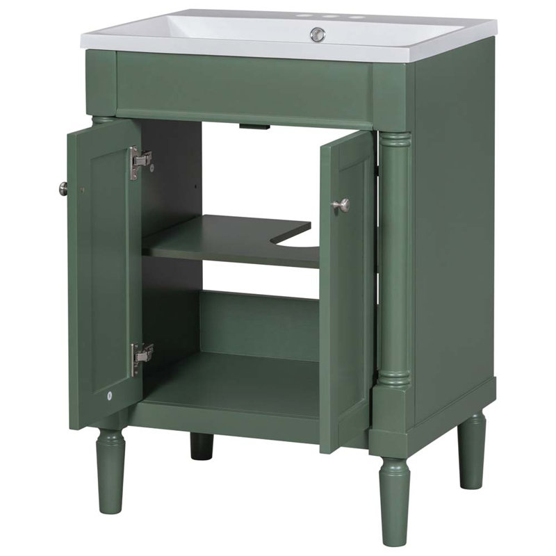 Meuble-lavabo simple 24 po avec plateau Sharlyne, Vert