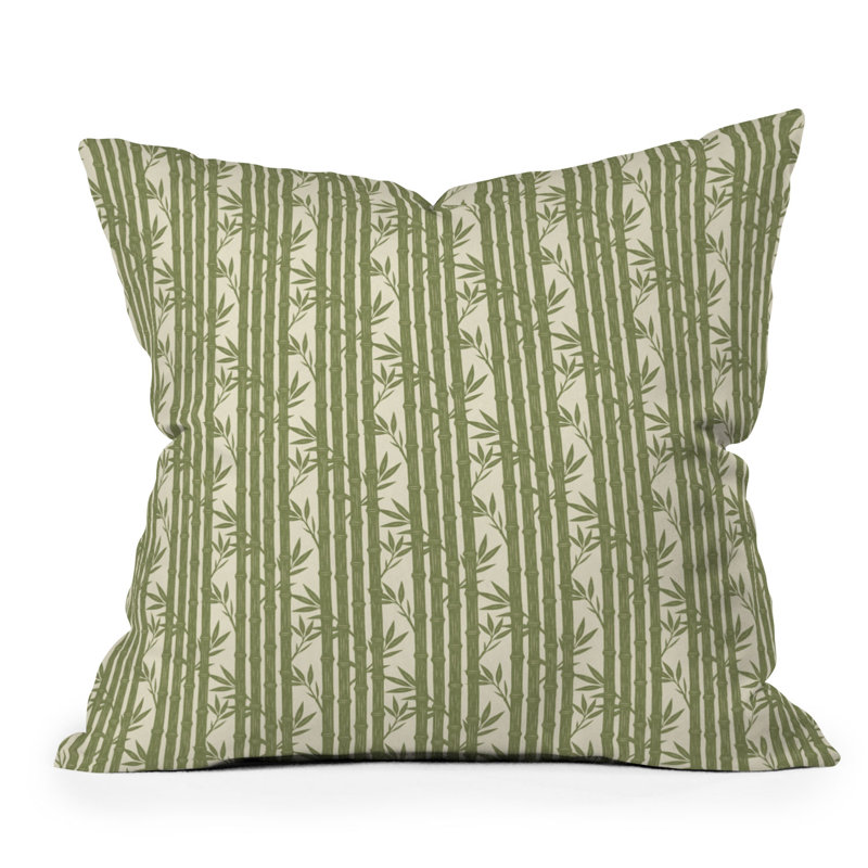 Coussin décoratif à rayures en bambou Little Arrow Design Co, Carré 16 po, Vert