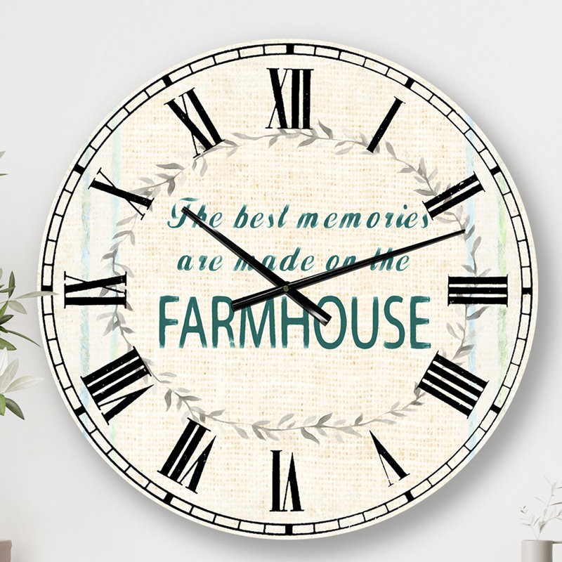 Farmhouse Florals XV - Horloge murale Farmhouse, Moyen, Jaune