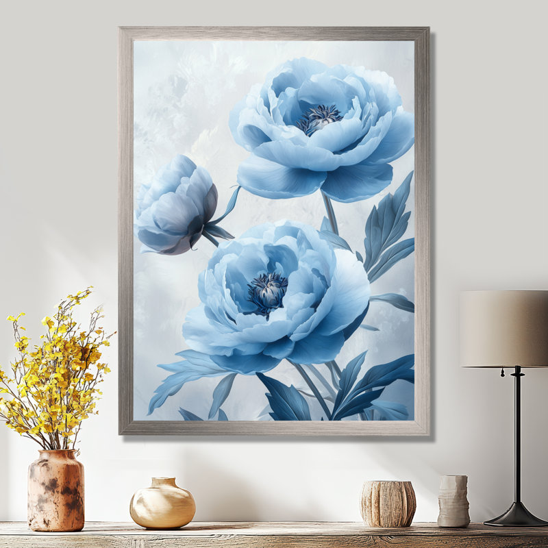 Callender - salon d'art mural floral, H 32 po x l 16 po, Argent argent, Reproduction encadrée d'une seule photo
