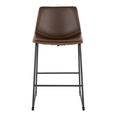 Duke Fixed-Height Counter Stool with Zig-Zag Stitching