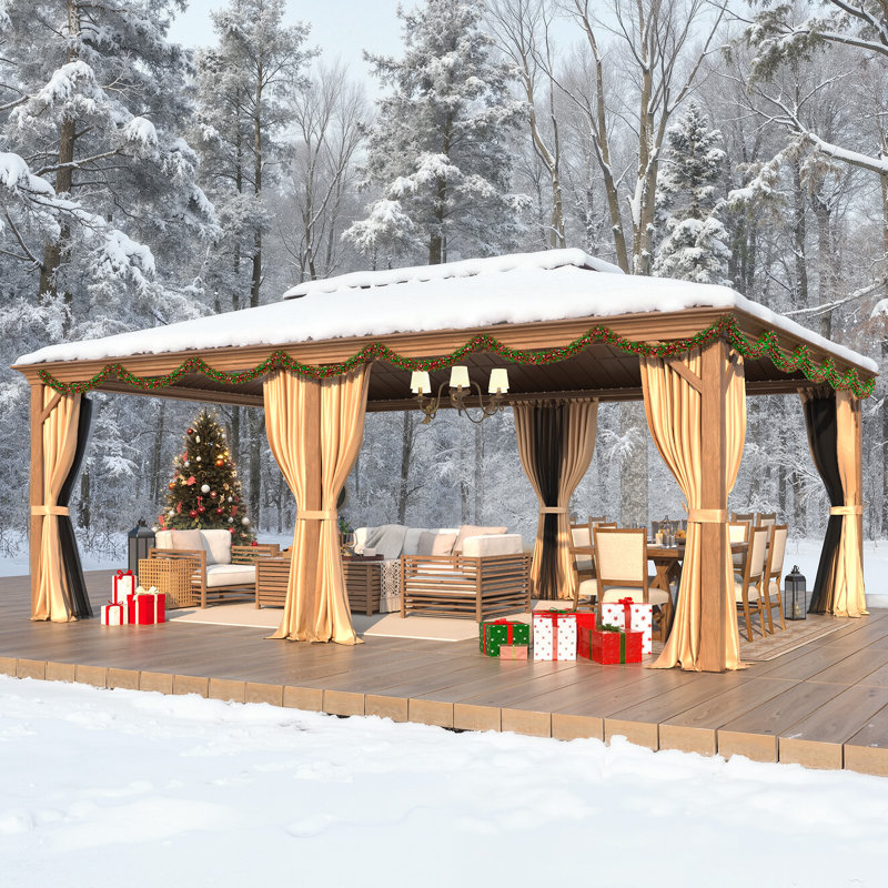 20 pi L 14 pi. D Pavillon de jardin en aluminium avec double toit