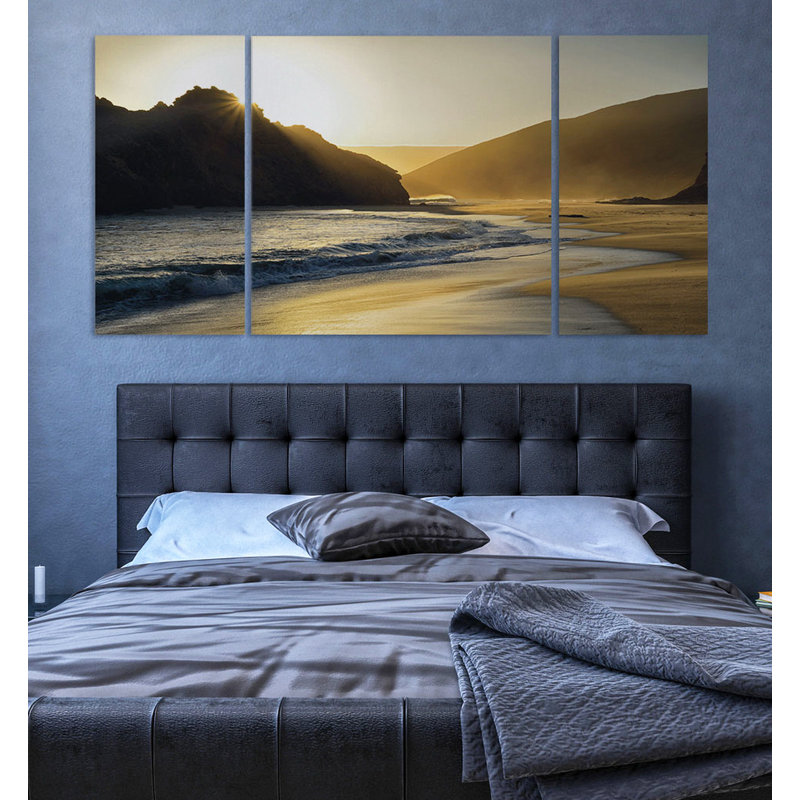 Coucher de soleil à Big Sur - image multi-pièces sur toile, H 40 po x l 80 po x P 1,5 po