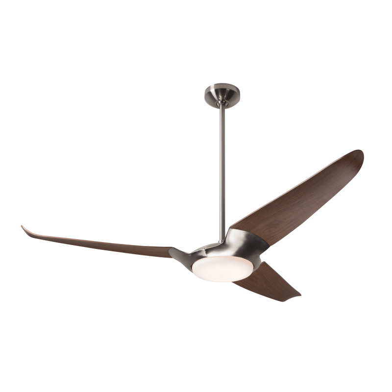 IC Air 56'' Ceiling Fan with LED Lights, Wall Control, Mahogany, Bright Nickel