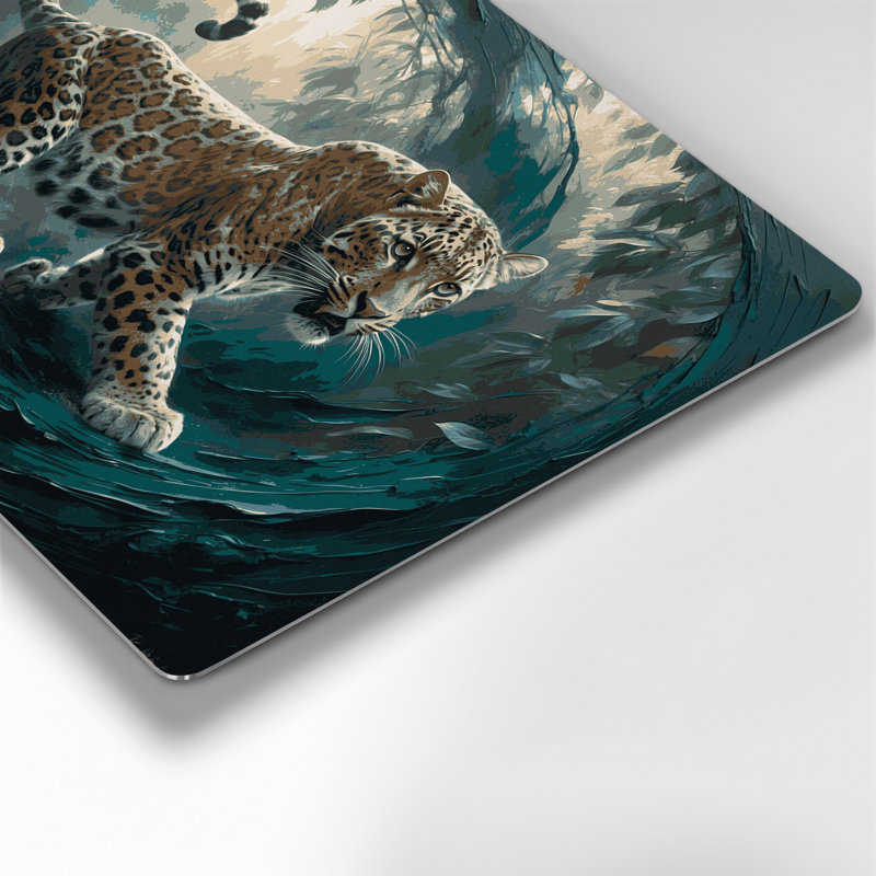 «Big Cats Sunda», art mural gris en métal, H 20 po x l 30 po