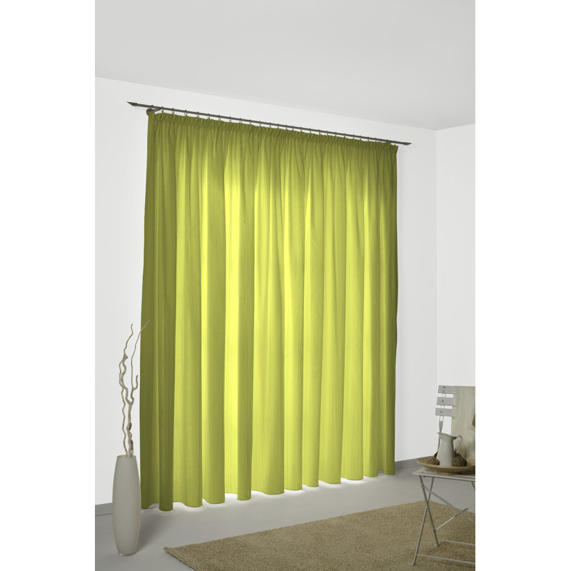 Pearce Synthetic Room Pencil Pleat Curtain, single Panel, opaque, 132cm Width x 220cm Drop, Green