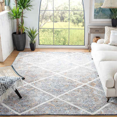 Tapis géométrique en laine / viscose touffeté à la main Vesper 600