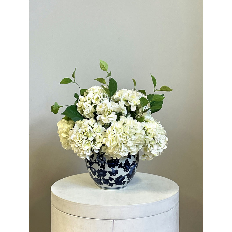 Hydrangea Floral Arrangement In Decorative Ceramic Vase