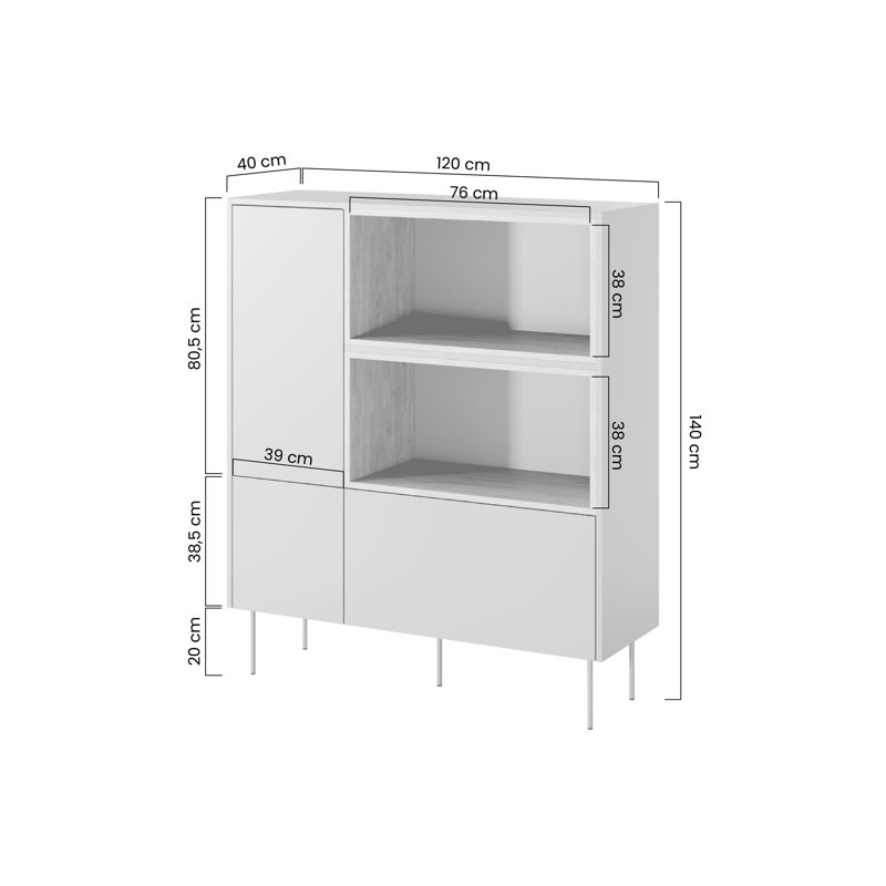 Cabinet 120 2D1SZ, Ceramic Red