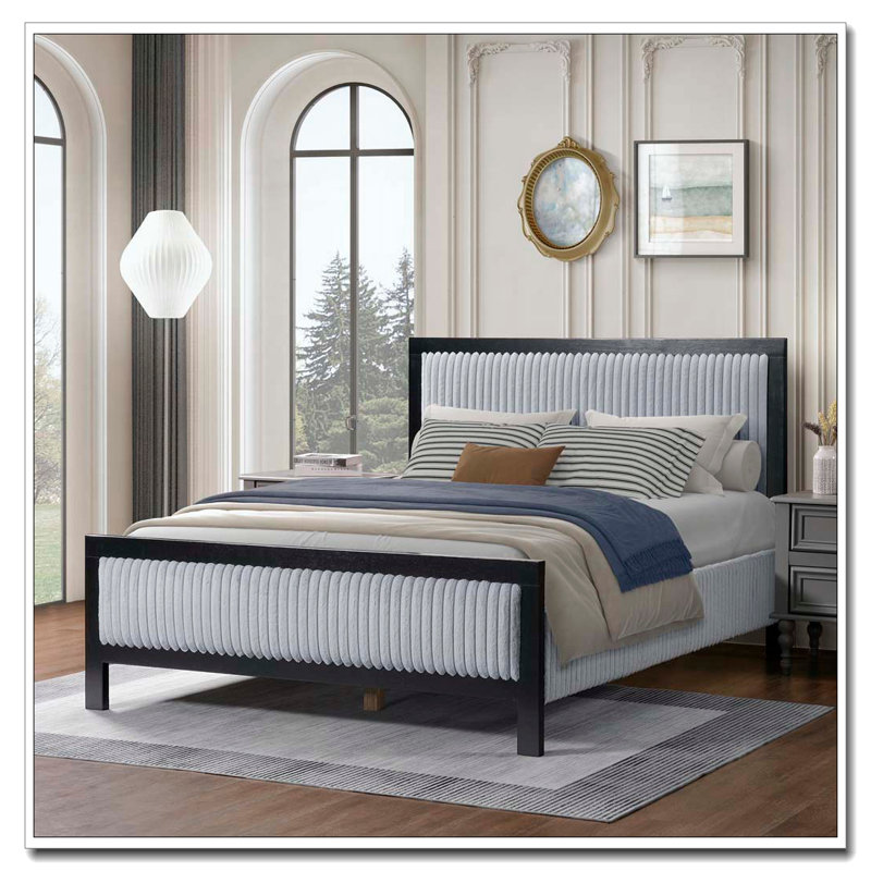 Lit rembourré avec tête de lit moelleuse, Grand