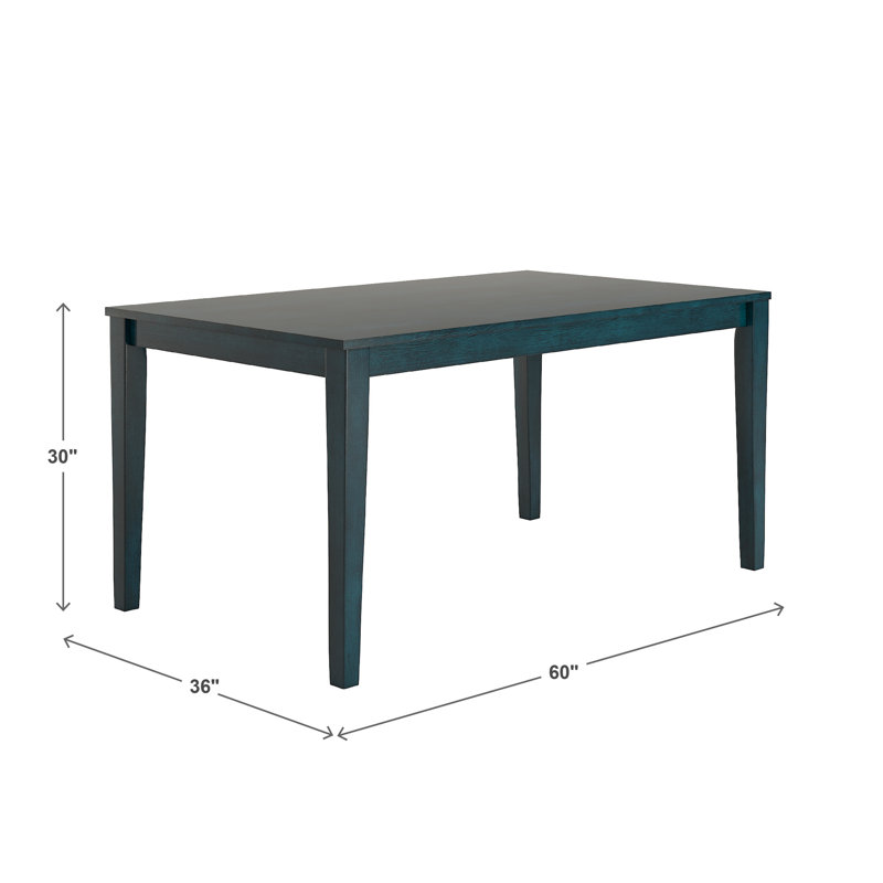 Table de salle à manger en bois massif Alexa-Mae, Denim antique, H 30 po x l 36 po x L 60 po