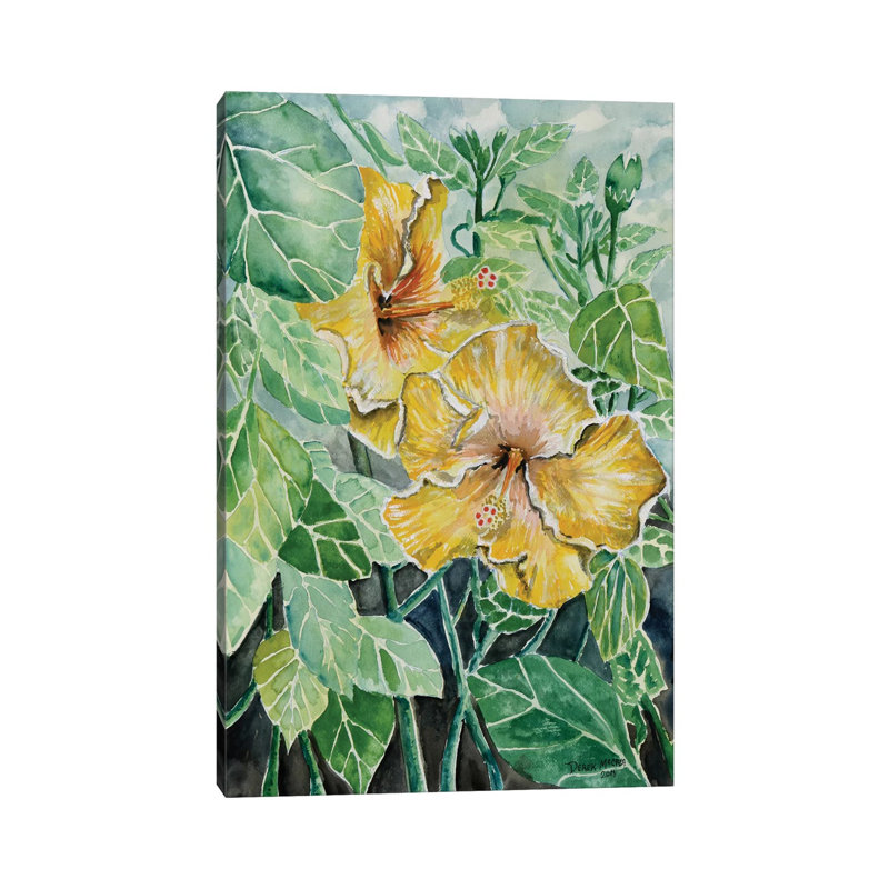 Hibiscus Flowers Tropical 1 Piece Wrapped Canvas Painting, 66.04 cm H x 45.72 cm W x 1.91 cm D