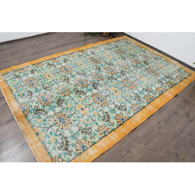 Classic Blue Wool Rug, 69.3x103.1 Inch Floral Design Rug