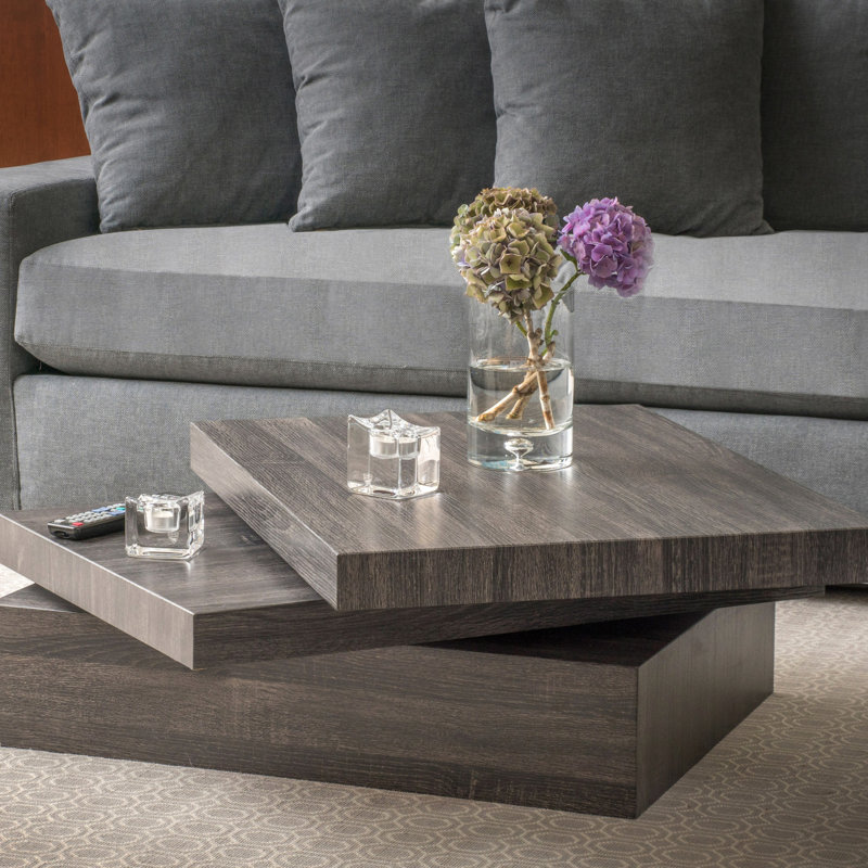 Table basse rotative noire, décorative et fonctionnelle, profondeur de 32,34 po, largeur de 24,07 po, hauteur de 12,81 po, table rotative de 70,3 lb P x P H, Lb, pièce décorative pour la maison