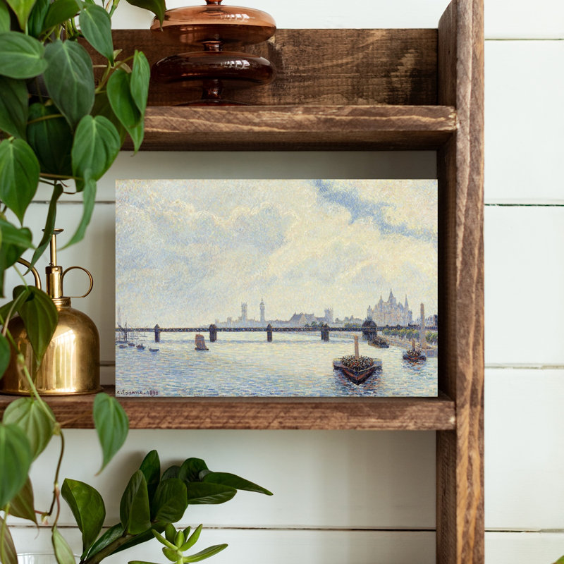 Charing Cross Bridge, London, 1890 Impressionist Contemporary Architecture Wall Art Print by Camille Pissarro - 1 Piece Wrapped Canvas Wall Art