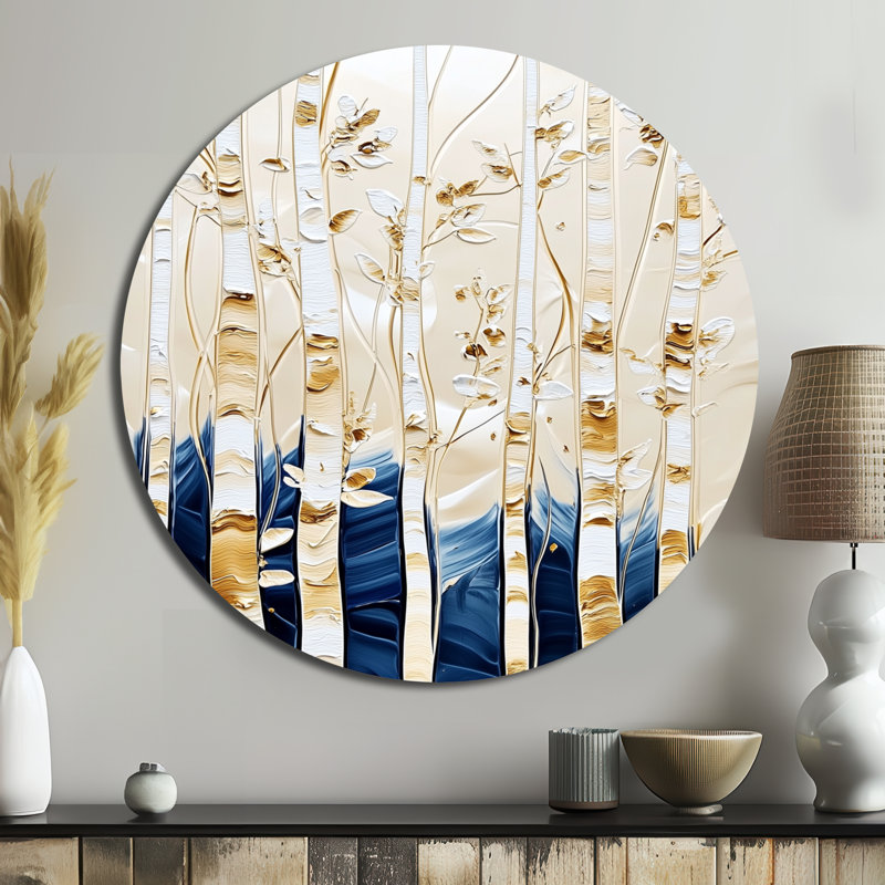 «Winter Birch Tree Song», art mural en métal imprimé à la main, H 36 po x l 36 po