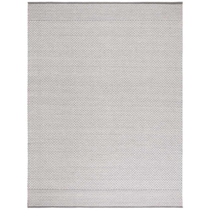 Wetherington Flat Weave Wool/Cotton Geometric Rug in Ivory/Gray, Rectangle 8' x 10'