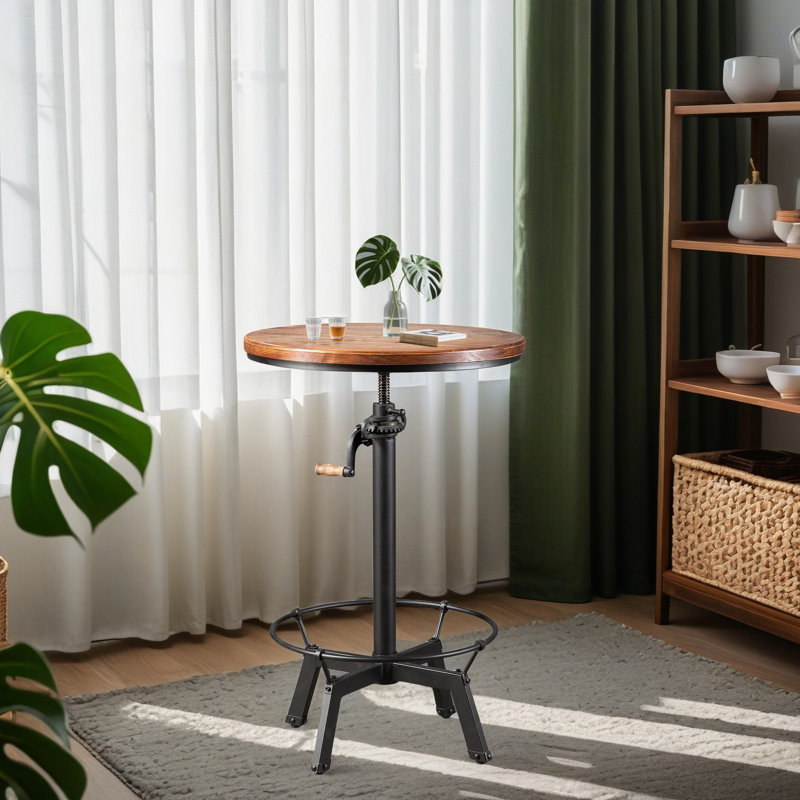 Anayia Pine Round Solid Wood Top Metal Base Dining Table