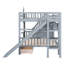 Lit de style gris, 2 tiroirs, 3 tablettes et glissade, structure stable pour un lit superposé gris avec maisonnette Creative