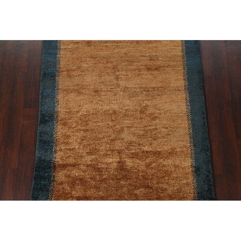 Tapis contemporain brun noué à la main 5 x 8 po