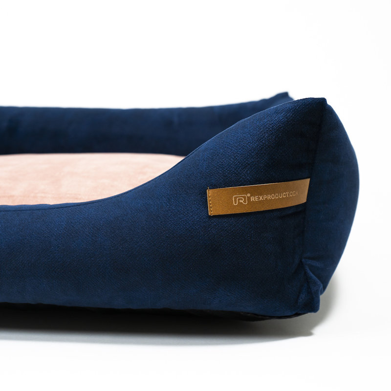 Orthopedic Memory Foam Pet Bed, 15cm H x 65cm W x 75cm D, Dark Blue/Pink