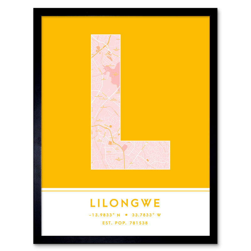 Lilongwe Malawi City Map by Wee Blue Coo - Single Picture Frame Typography