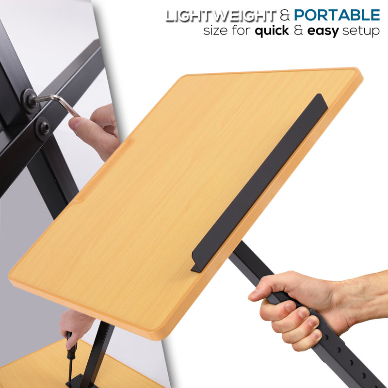 Adjustable Black and Wood Portable Lectern Stand